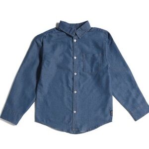BEN SHERMAN Blue Big Boys Medium Wash Denim Long Sleeve Button Down